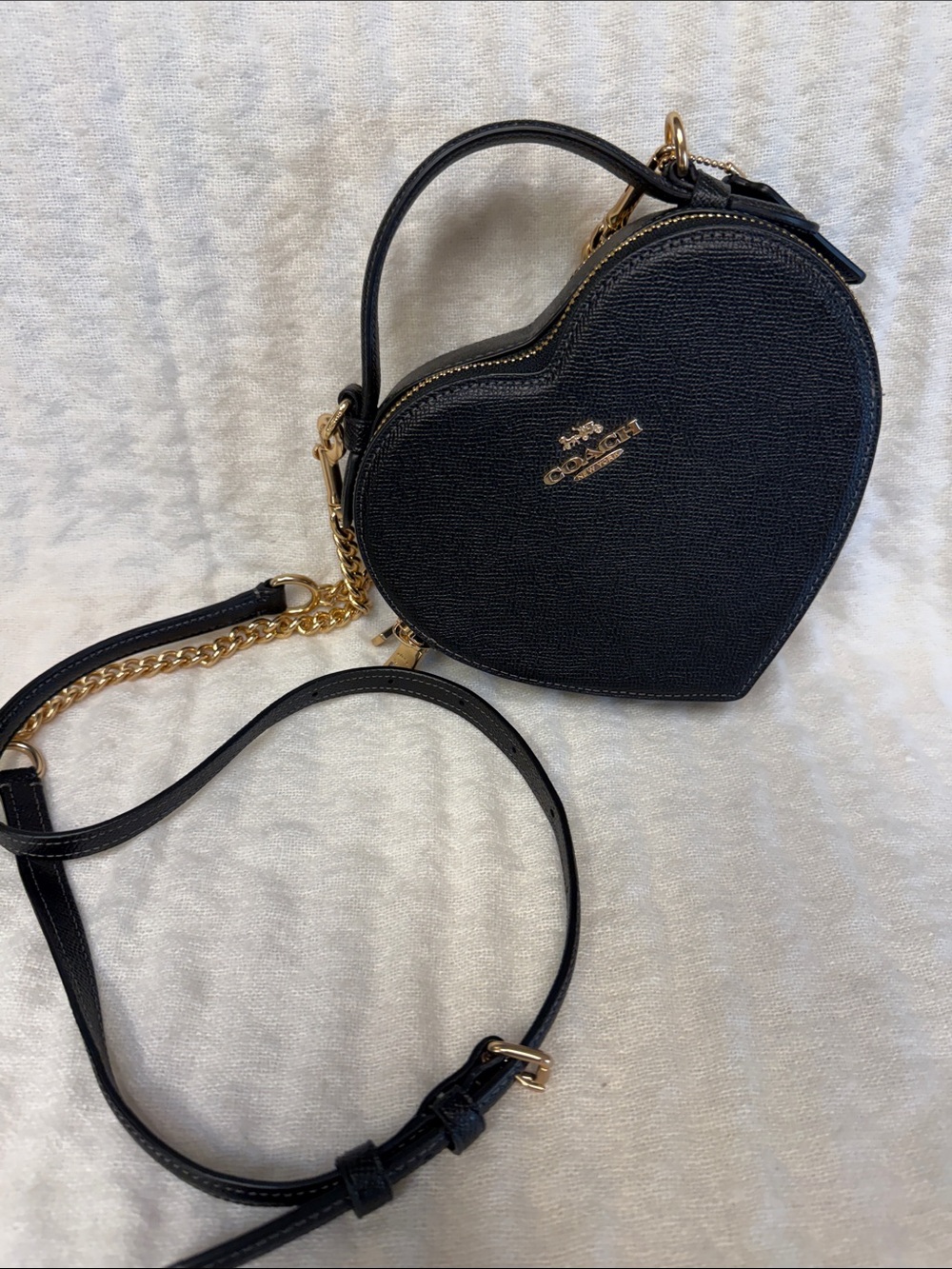 Coach Black Heart Crossbody Bag with Gold Hardware